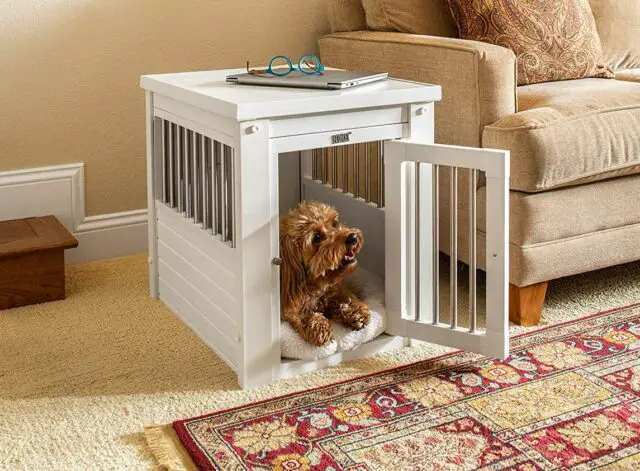 Best for Small Breeds: New Age Pet ecoFLEX Pet Crate/End Table, Small, Antique White