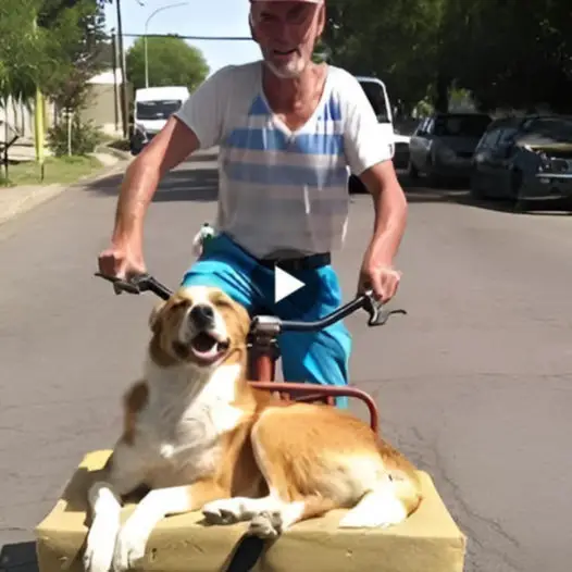 An 84-year-old gentleman, overflowing with compassion, welcomed a shelter dog into his life and whisked his new furry friend for a ride on his vintage bicycle. As they meandered through the streets, their shared delight illuminated every corner, spreading warmth and happiness far and wide.